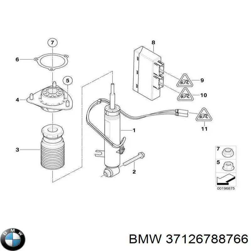 37126788766 BMW amortiguador trasero derecho