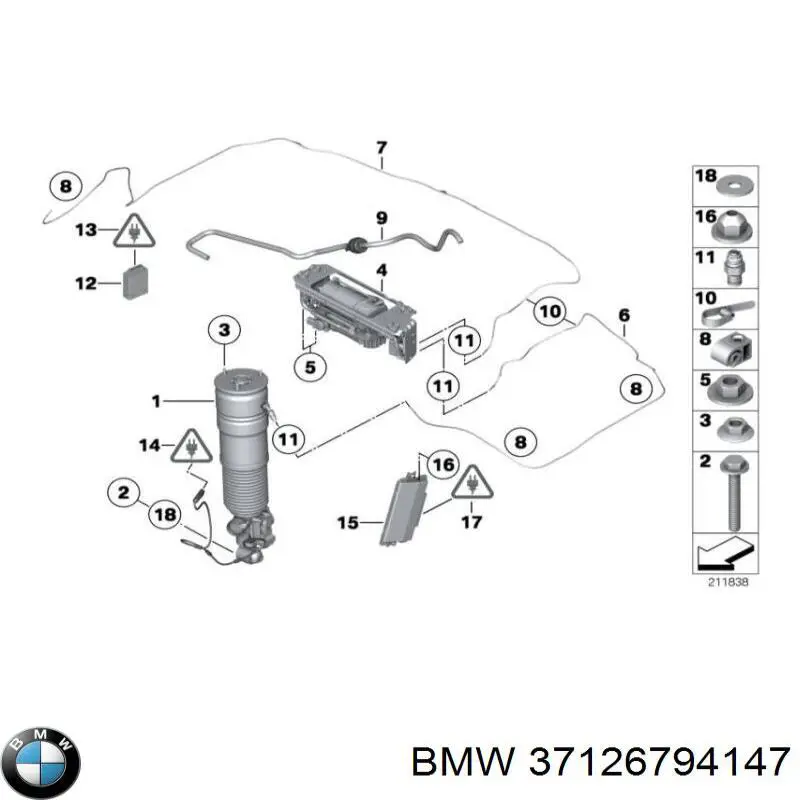  Amortiguador trasero izquierdo para BMW 7 F01, F02, F03, F04