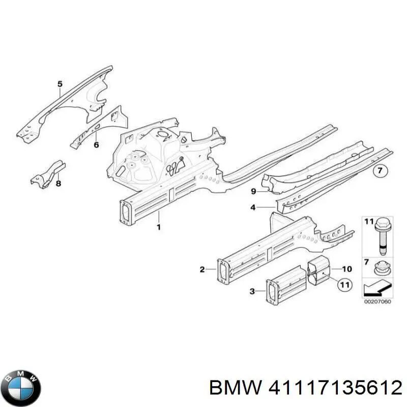  Larguero delantero derecho para BMW X1 E84