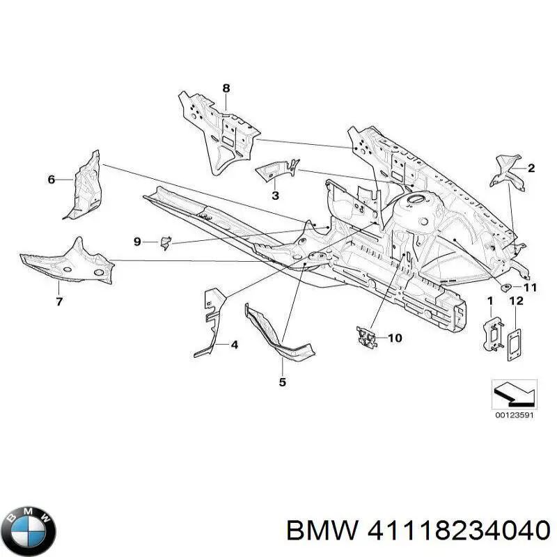  Larguero delantero derecho para BMW 3 E46