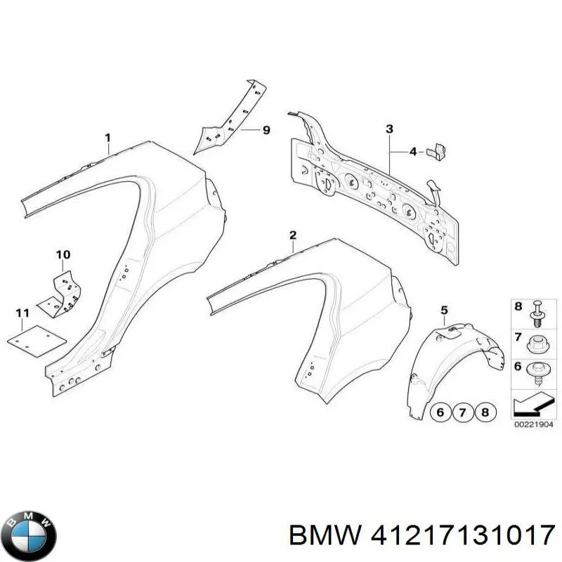  Guardabarros trasero izquierdo para BMW 1 E81, E87