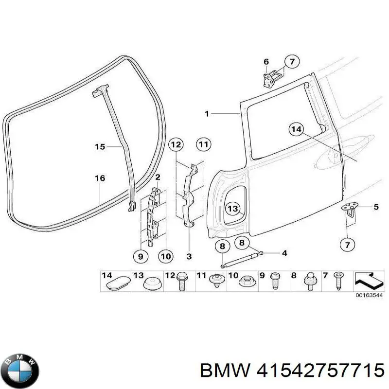  Puerta de batientes de furgoneta trasera izquierda para MINI Clubman R55