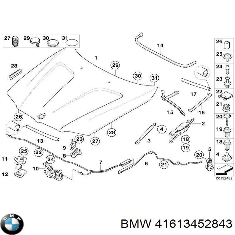  Bisagra, capó del motor izquierda para BMW X3 E83