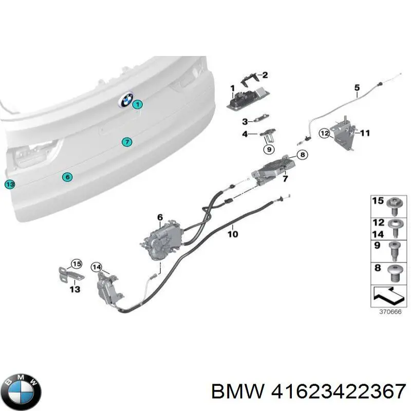 41623422367 BMW conjunto de bisagra, puerta del maletero