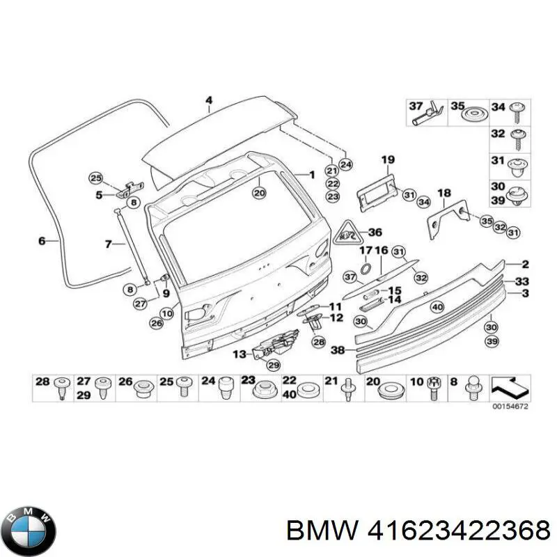  Conjunto de bisagra, puerta del maletero para BMW X3 E83