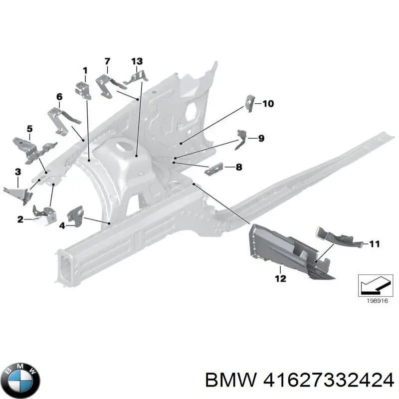 41627332424 BMW guardabarros delantero derecho