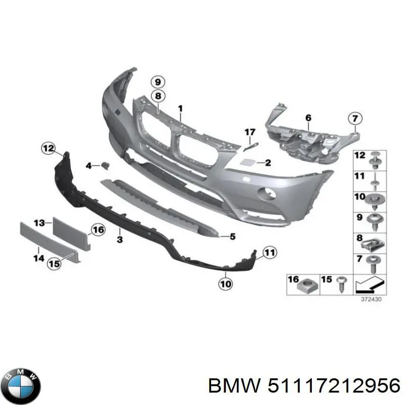  Soporte deparachoques delantero derecho para BMW X3 F25