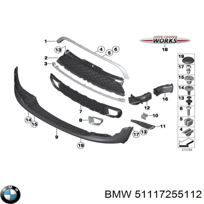  Rejilla de ventilación, parachoques delantero, inferior para MINI Clubman R55