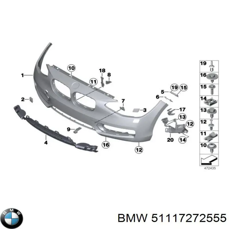  Soporte de parachoques delantero exterior izquierdo para BMW 1 F21