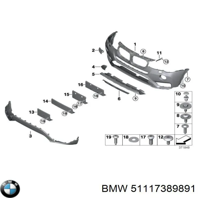 51117389891 BMW listón embellecedor/protector, parachoques delantero