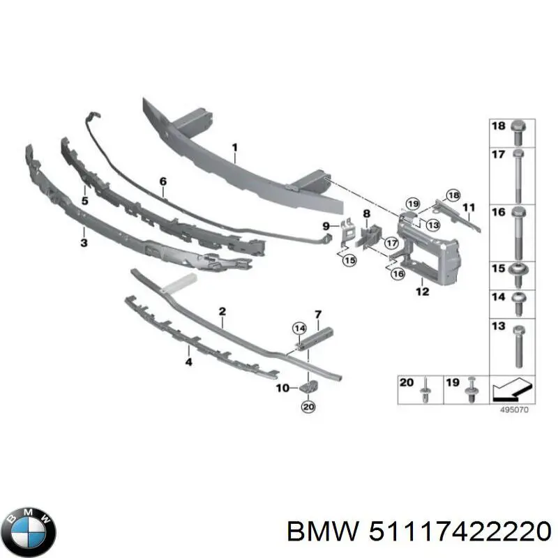 51117422220 BMW refuerzo parachoque delantero