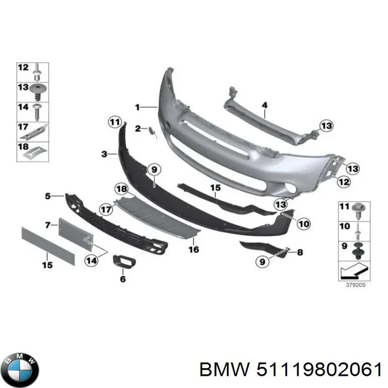  Rejilla de ventilación, parachoques trasero, central para MINI Paceman R61