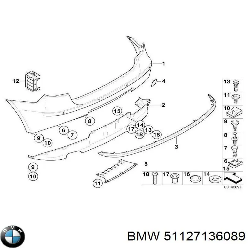 51127136089 BMW parachoques trasero