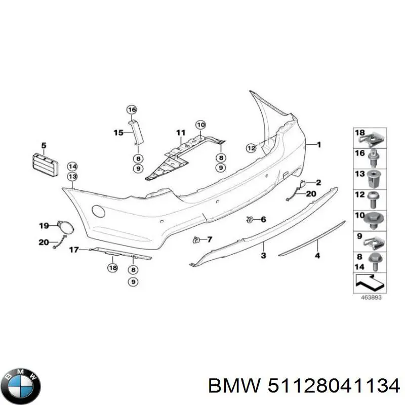 8041134 BMW cobertura de parachoques, enganche de remolque, trasera