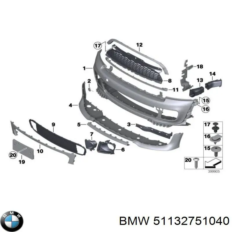  Moldura de rejilla parachoques superior para MINI Clubman R55