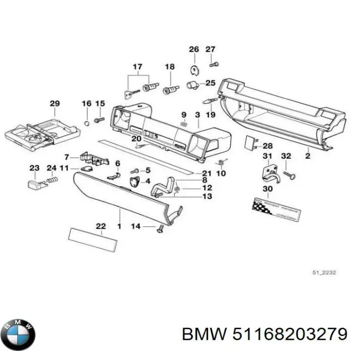  Amortiguador de tapa de guantera para BMW 3 E36