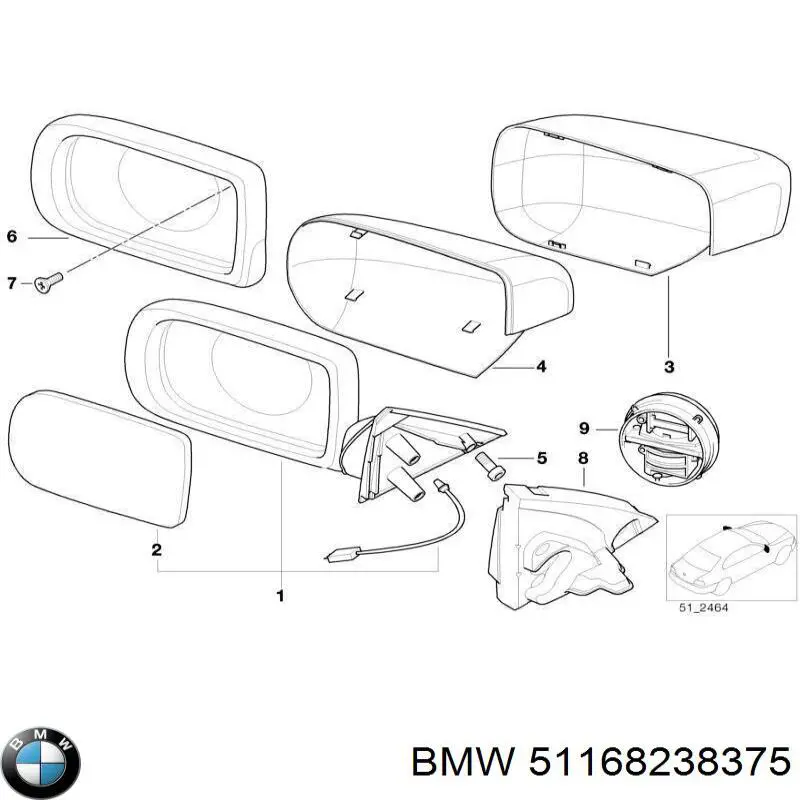 51168238375 BMW superposicion(cubierta De Espejo Retrovisor Izquierdo)