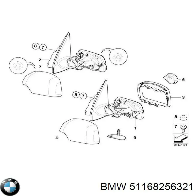  Superposicion(Cubierta) De Espejo Retrovisor Izquierdo para BMW X5 E53