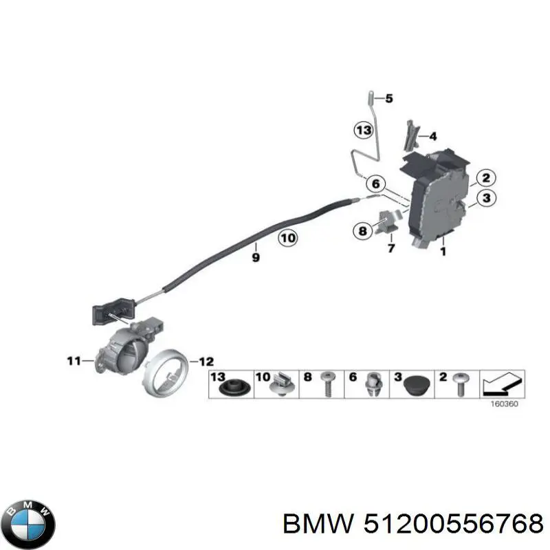  Cerradura de puerta delantera izquierda para MINI Cooper R56