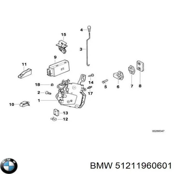  Cerradura de puerta delantera izquierda para BMW 3 E36