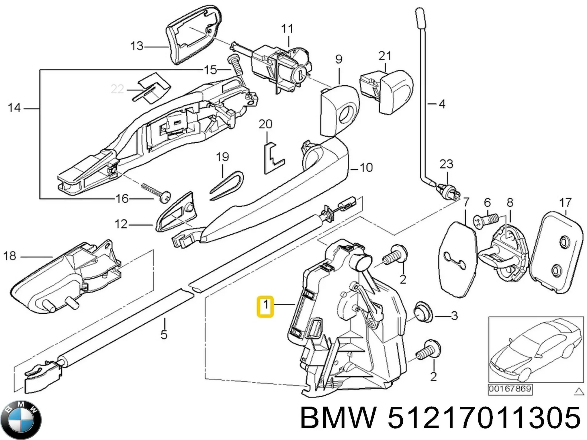 51217011305 BMW cerradura de puerta delantera izquierda