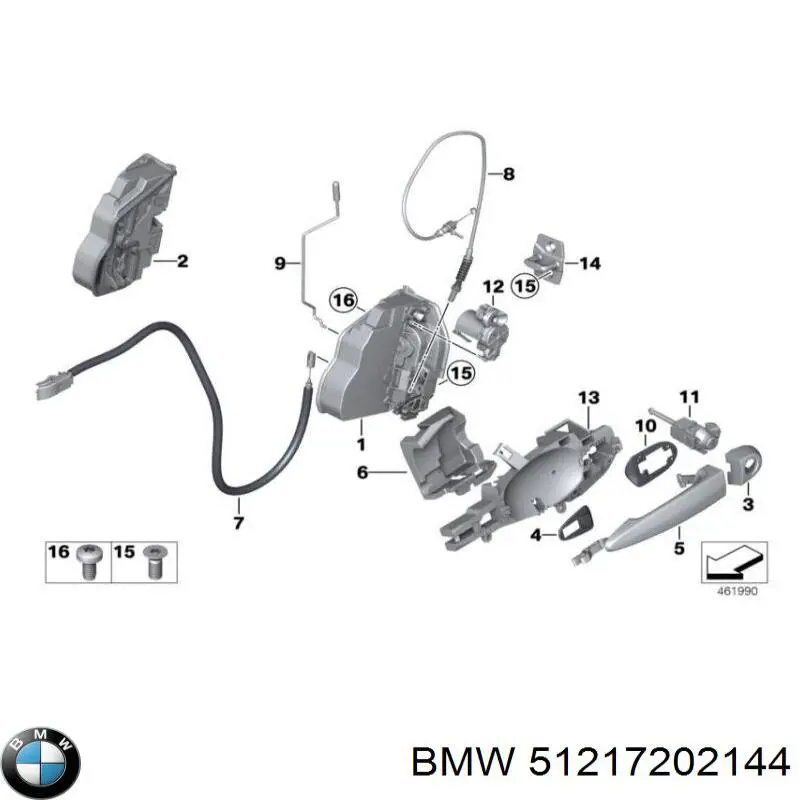 51217202144 BMW cerradura de puerta delantera derecha