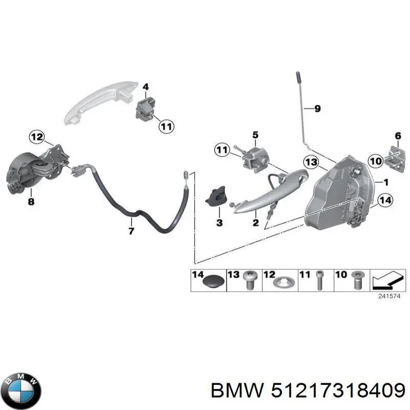 51217318409 BMW cerradura de puerta delantera izquierda