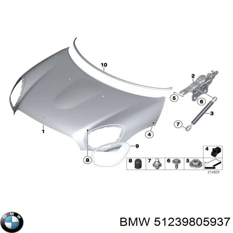 51239805937 BMW bisagra, capó del motor izquierda