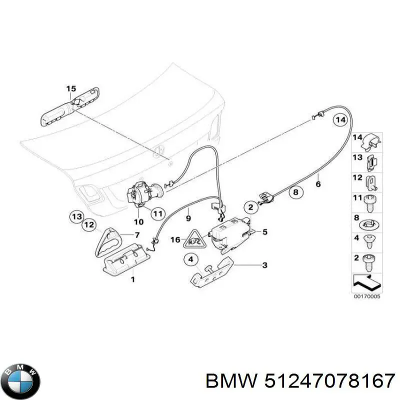  Cuña de cierre puerta de maletero para BMW 1 E81, E87