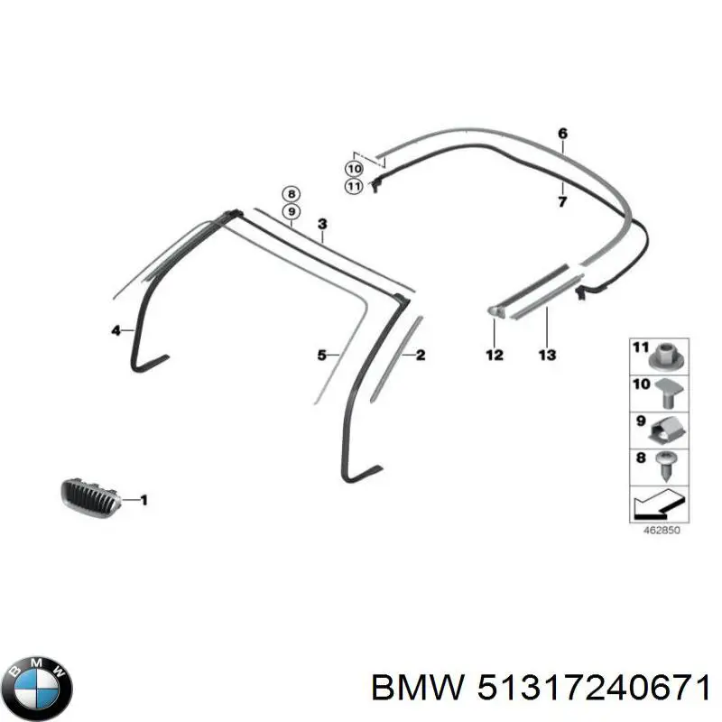  Moldura de parabrisas para BMW 1 F21