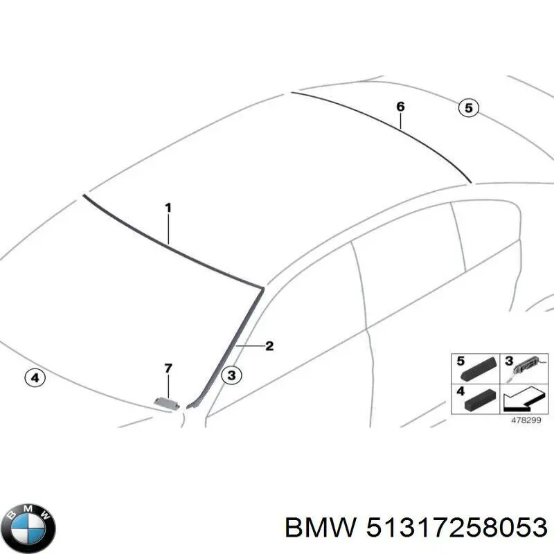 51317258053 BMW moldura de parabrisas superior