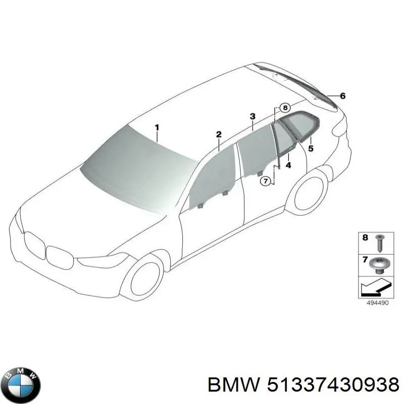  Luna de puerta delantera derecha para BMW X5 G05, F95