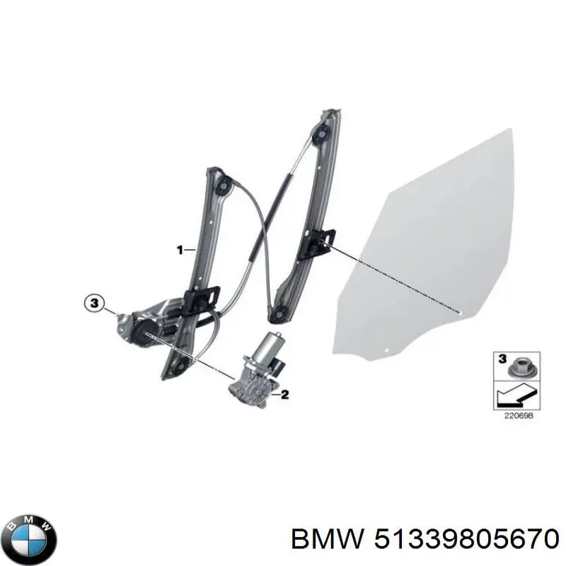 51339805670 BMW mecanismo de elevalunas, puerta delantera derecha