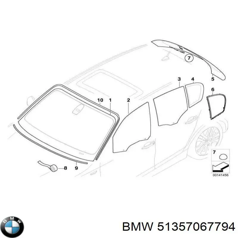  Luna de puerta trasera derecha para BMW 1 E81, E87