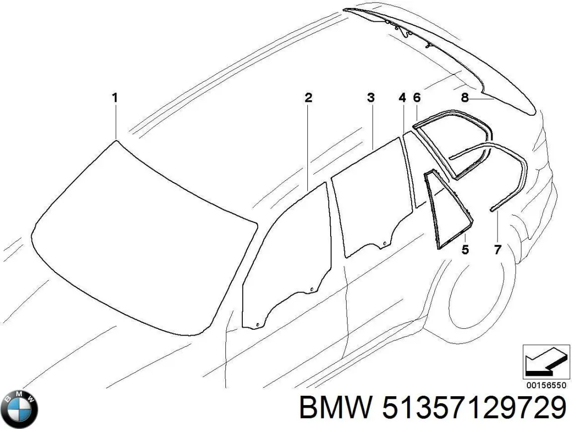 51357129729 BMW ventanilla lateral de la puerta trasera izquierda