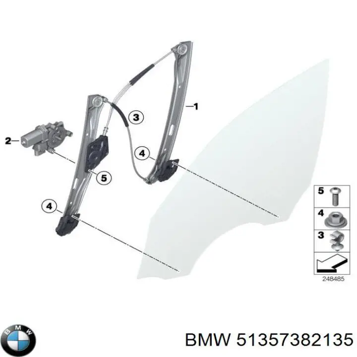 51357382135 BMW mecanismo de elevalunas, puerta delantera izquierda