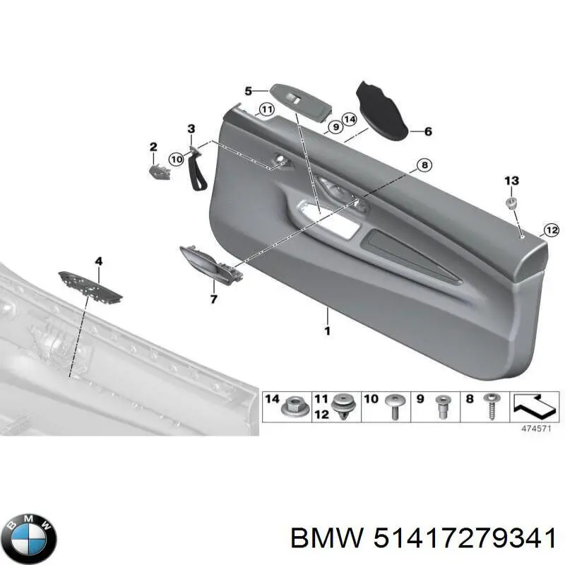 51417279341 BMW tirador de puerta exterior izquierdo delantero/trasero