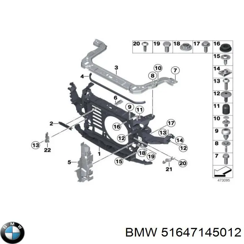 51647145012 BMW marco de montaje del radiador