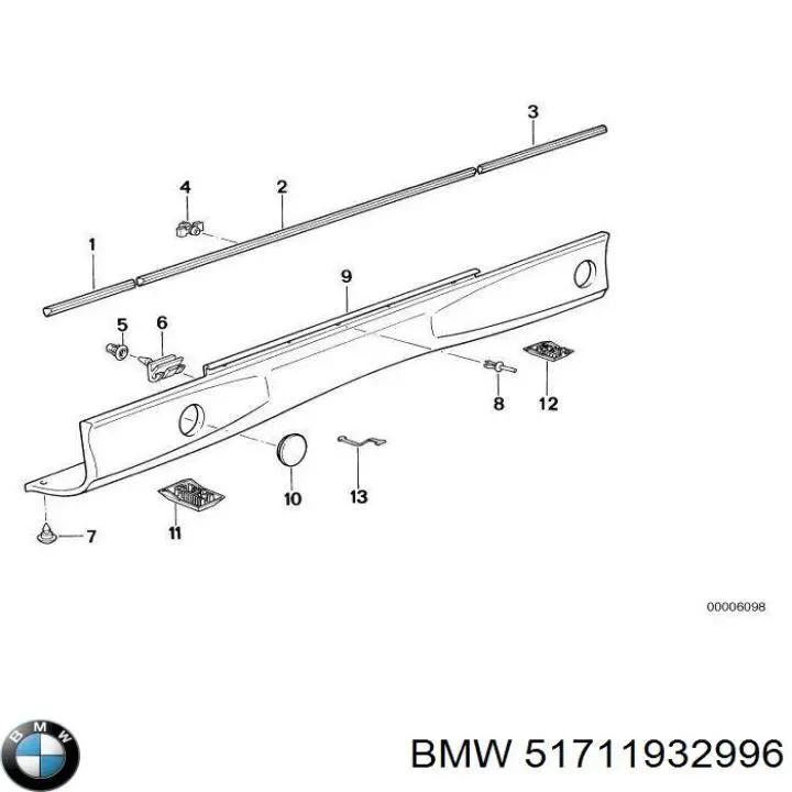  Clip, Tubuladura de sujeción, alféizar de la puerta para BMW 1 E81, E87