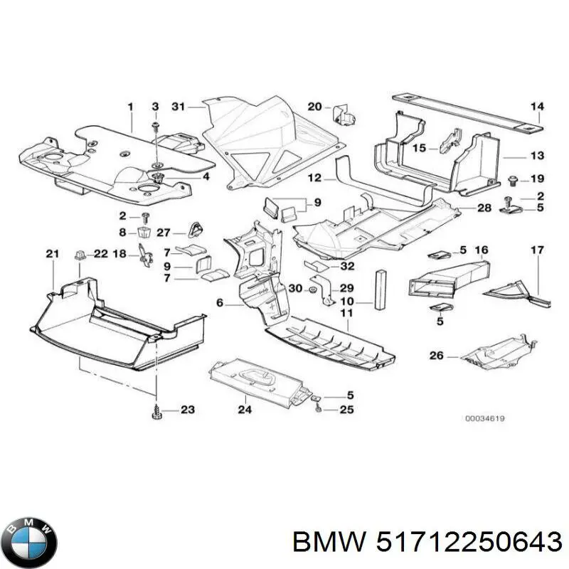 51712250643 BMW protección motor /empotramiento