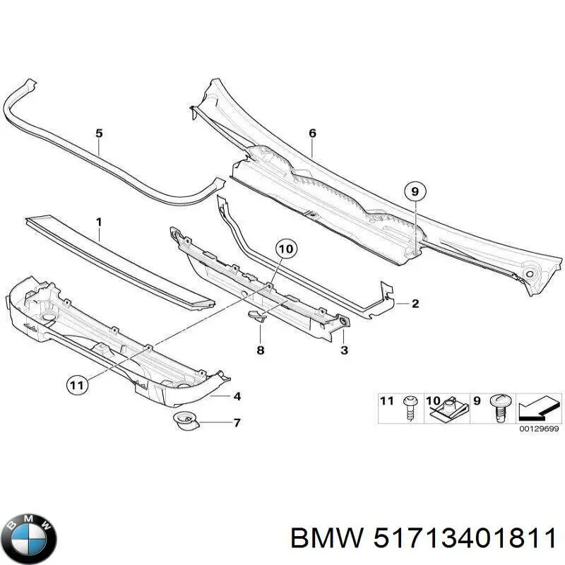  Rejilla de limpiaparabrisas para BMW X3 E83