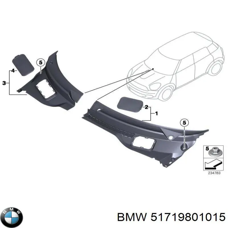  Rejilla de limpiaparabrisas izquierda para MINI Paceman R61