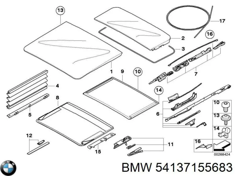  Guía de techo solar para BMW X3 E83