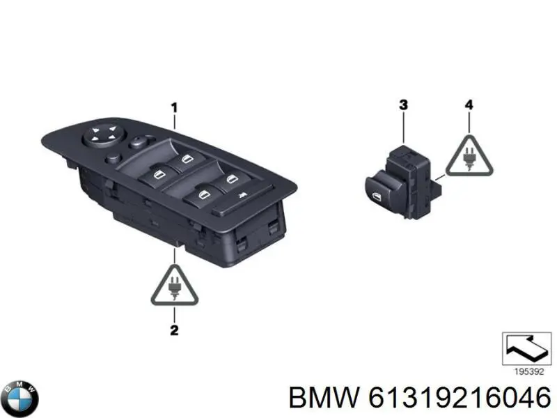 61319216046 BMW unidad de control elevalunas delantera izquierda