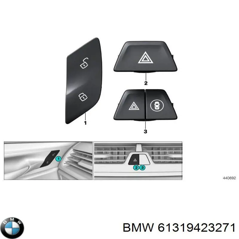 61319423271 BMW boton de alarma