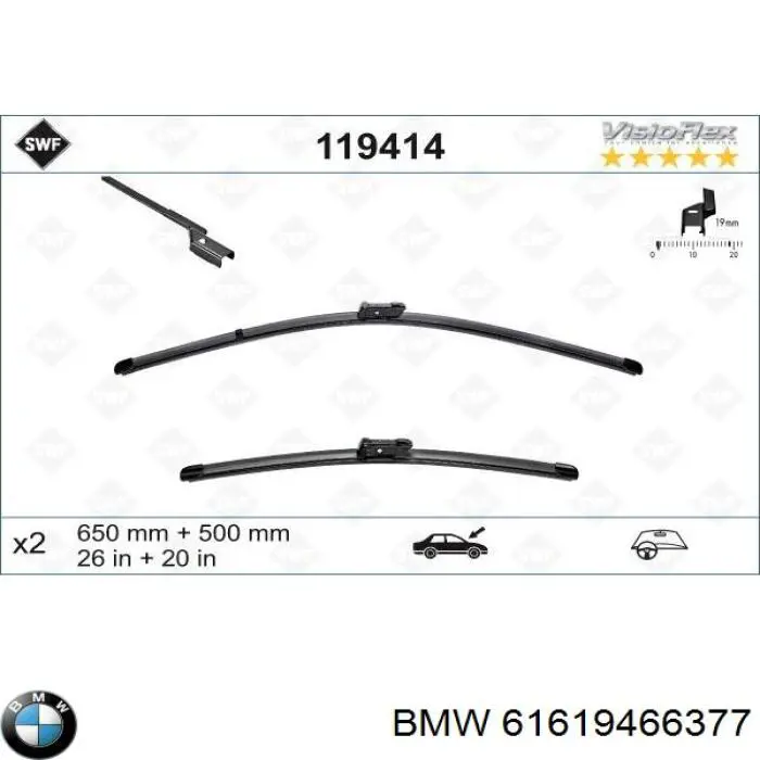  Juego de limpiaparabrisas de luna delantera, 2 piezas para BMW X6 G06, F96