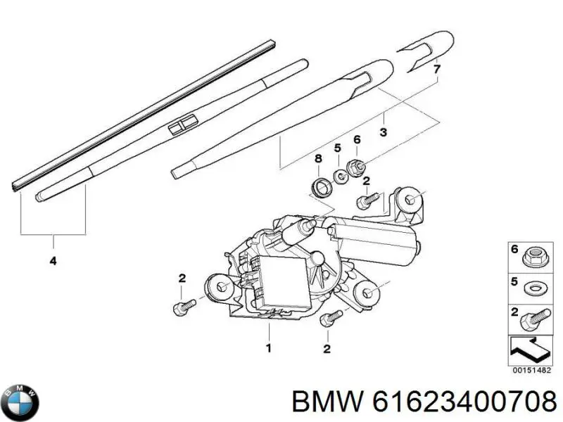  Brazo del limpiaparabrisas, lavado de parabrisas, luna trasera para BMW X3 E83