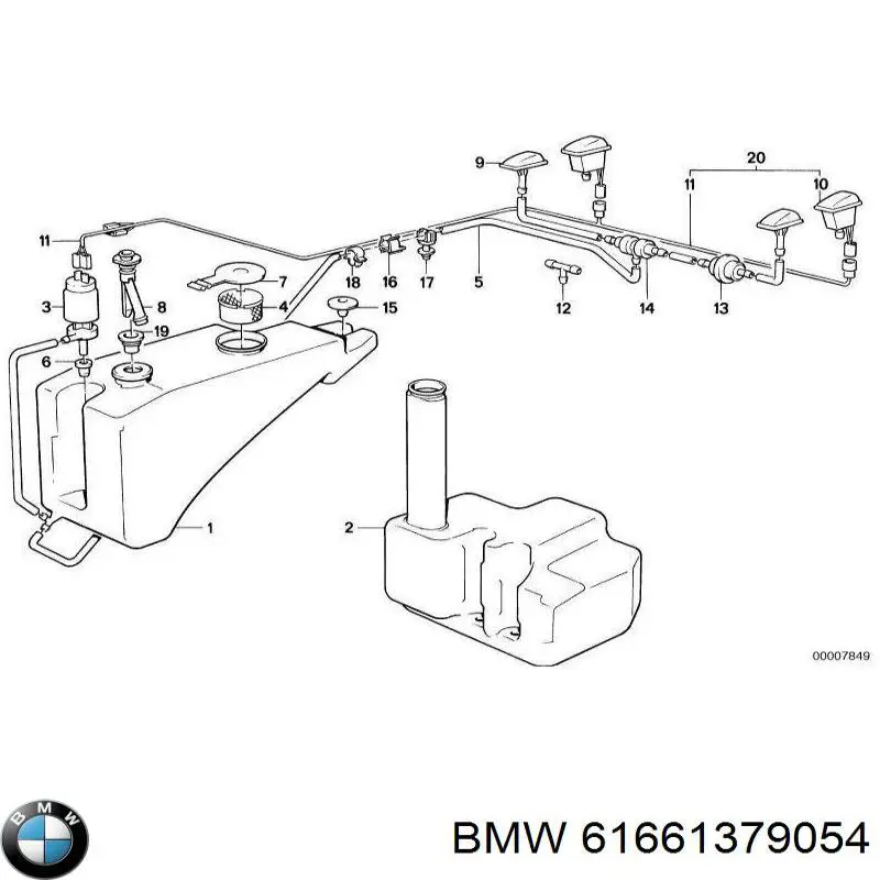 61661379054 BMW tapa de depósito del agua de lavado