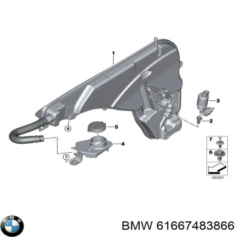 61667483866 BMW depósito del agua de lavado, lavado de parabrisas