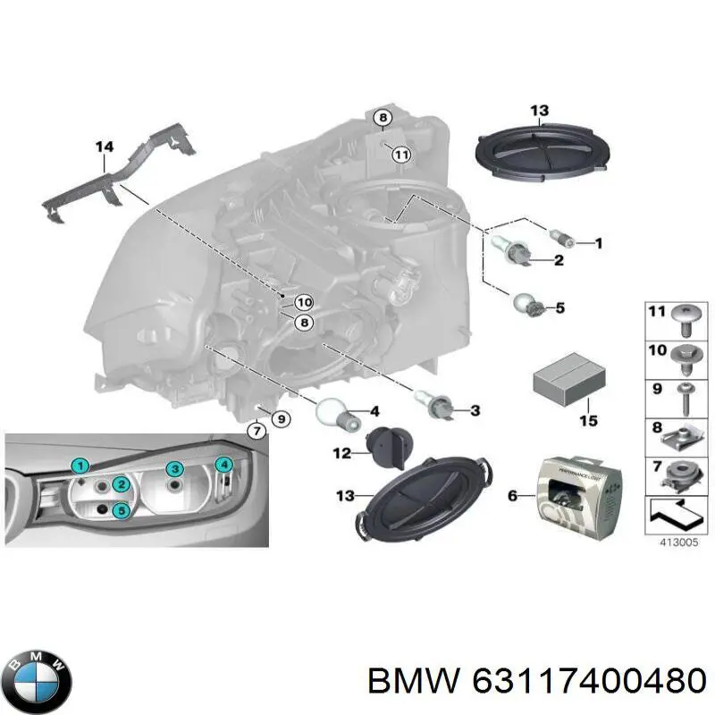 63117400480 BMW soporte, faro principal delantero derecho